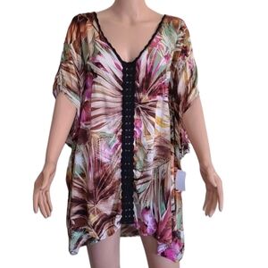 LULA LOOK  Women's‎ poncho to Cover swimsuit Top  100% Rayon Size S/M